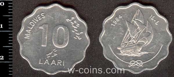 Монета Мальдіви 10 лаарі 1984