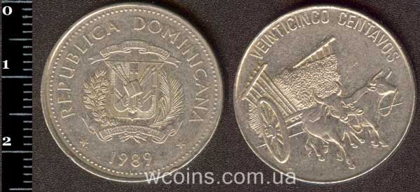 Монета Домініканська Республіка 25 сентаво 1989