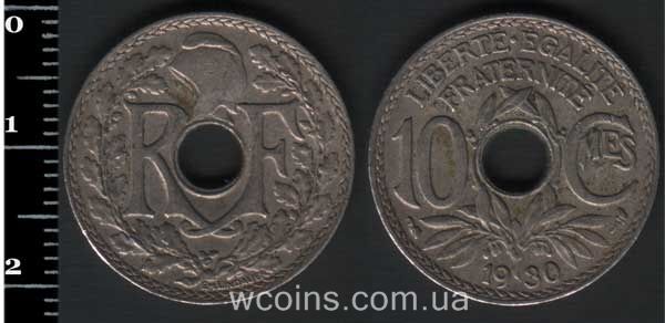 Монета Франція 10 сантимів 1930
