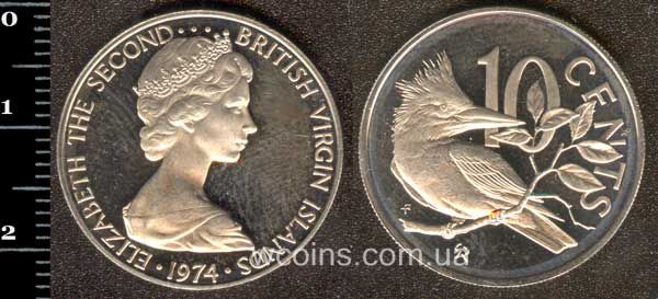 Монета Британські Віргінські Острови 10 центів 1974