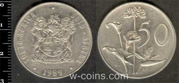 Coin South Africa 50 cents 1989