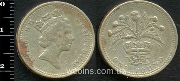 Монета Великобританія 1 фунт 1989