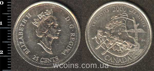 Монета Канада 25 центів 2000