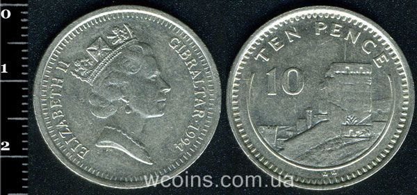 Монета Ґібралтар 10 пенсів 1994