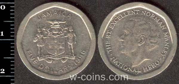 Монета Ямайка 5 доларів 1996