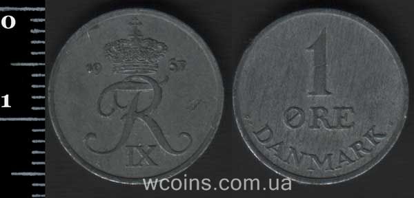 Coin Denmark 1 øre 1957