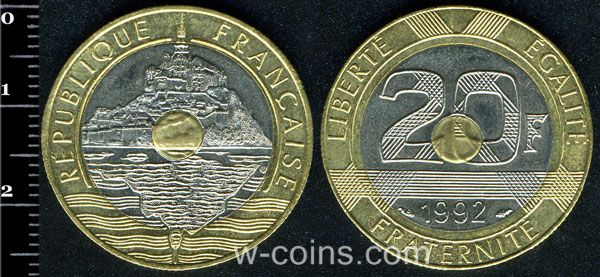 Монета Франція 20 франків 1992
