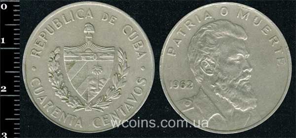Монета Куба 40 сентаво 1962