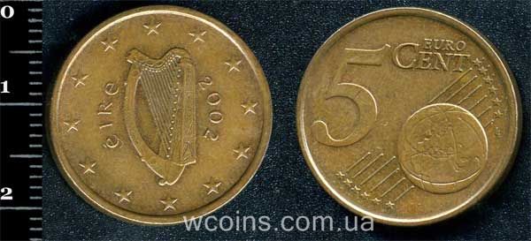 Монета Ірландія 5 євро центів 2002