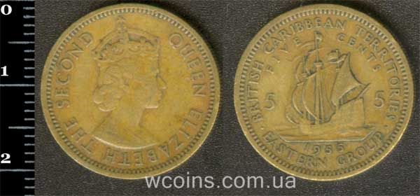 Монета Східнокарибські держави 5 центів 1955