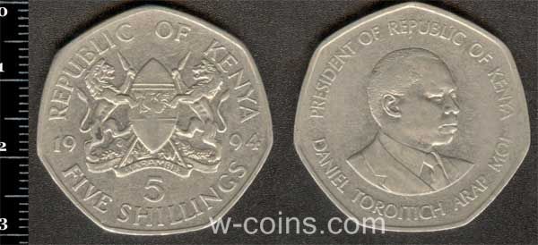 Монета Кенія 5 шилінгів 1994