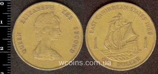 Монета Східнокарибські держави 1 долар 1986
