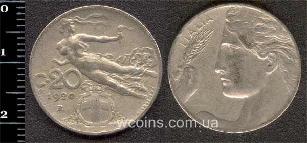Монета Італія 20 чентезимо 1920