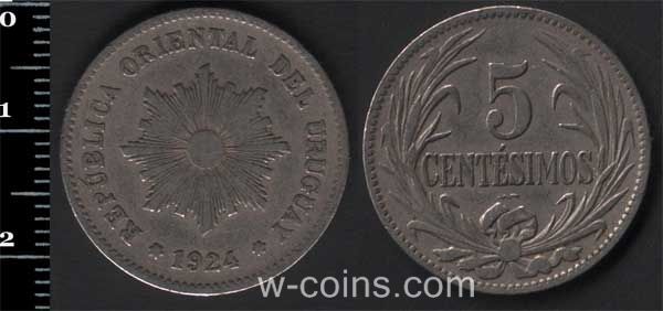 Монета Уругвай 5 сентесимо 1924