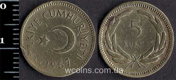 Coin Turkey 5 kurush 1957