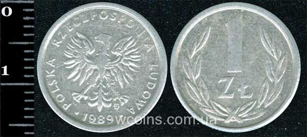 Монета Польща 1 злотий 1989