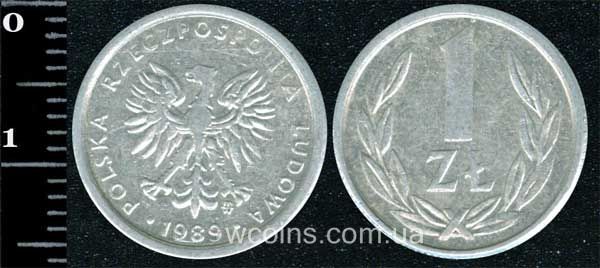 Монета Польща 1 злотий 1989