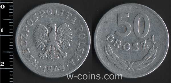 Монета Польща 50 грошей 1949
