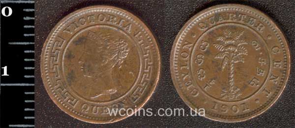 Монета Шрі-Ланка 1/4 цента 1901