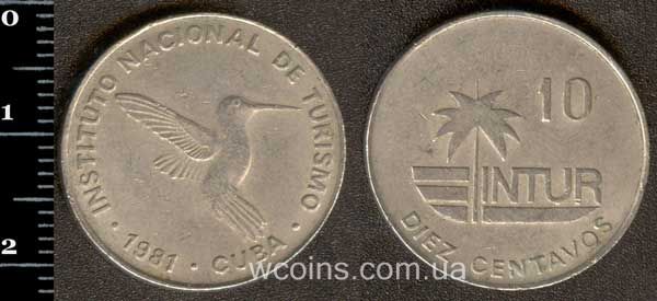 Монета Куба 10 сентаво 1981