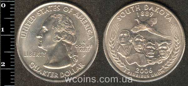 Монета США 25 центів 2006 Південна Дакота
