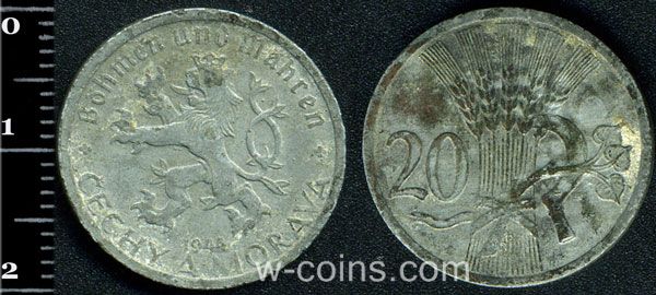 Монета Чехословаччина 20 геллерів 1944