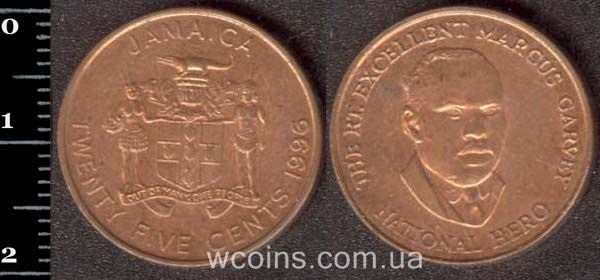 Монета Ямайка 25 центів 1996
