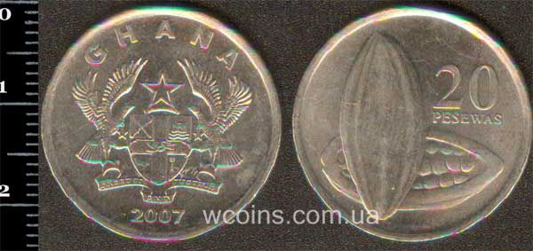 Монета Гана 20 песев 2007