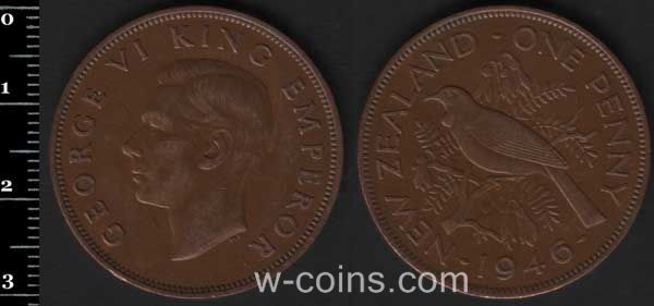 Coin New Zealand 1 penny 1946
