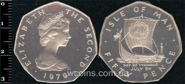 Монета Мен 50 пенсів 1979