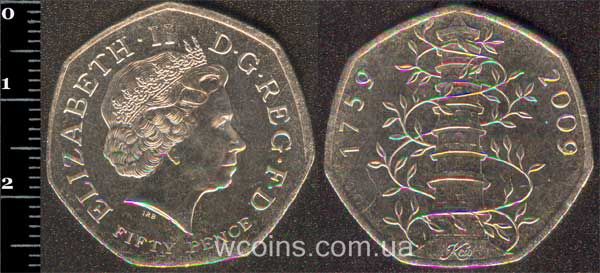 Монета Великобританія 50 пенсів 2009