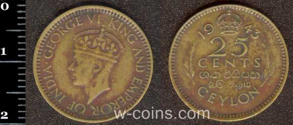 Монета Шрі-Ланка 25 центів 1943