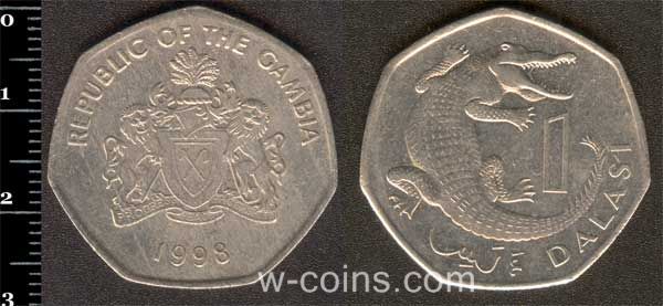 Монета Ґамбія 1 даласі 1998