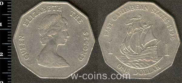 Монета Східнокарибські держави 1 долар 1996