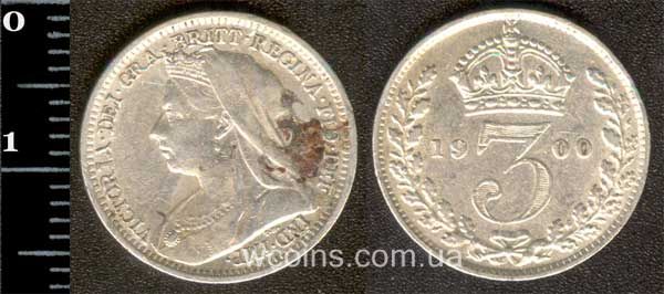 Монета Великобританія 3 пенса 1900