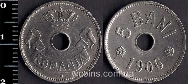 Монета Румунія 5 бані 1906