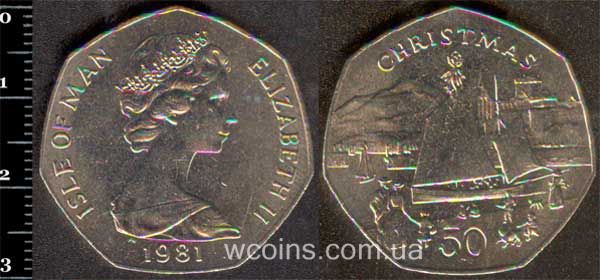 Монета Мен 50 пенсів 1981