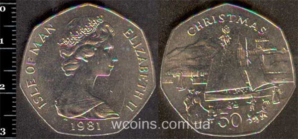 Монета Мен 50 пенсів 1981