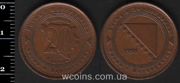 Монета Боснія і Герцеґовина 20 пфенігів 1998