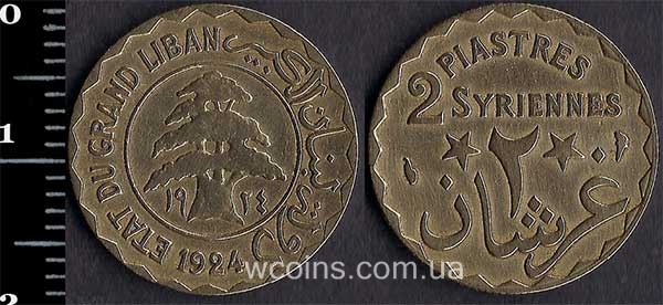 Coin Lebanon 2 piastres 1924