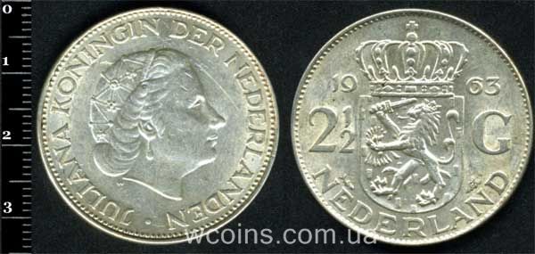 Coin Netherlands 2,5 guilders 1963