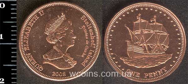 Монета Тристан-да-Кунья 1 пенні 2008