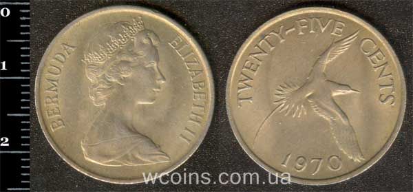 Coin Bermuda 25 cents 1970
