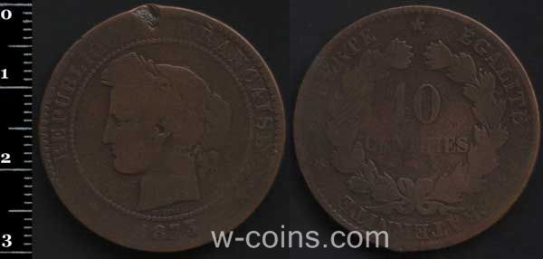 Монета Франція 10 сантимів 1873