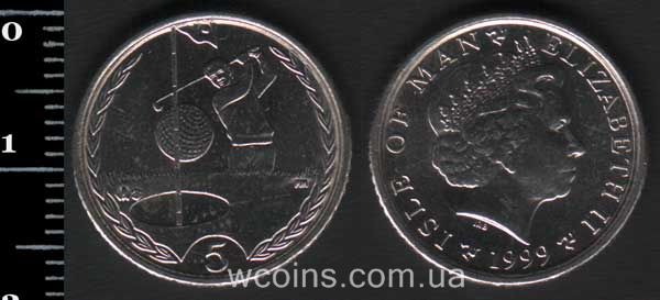 Монета Мен 5 пенсів 1999