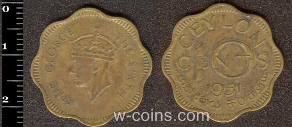 Coin Sri Lanka 10 cents 1951