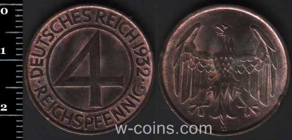 Монета Німеччина 4 рейхспфеніга 1932