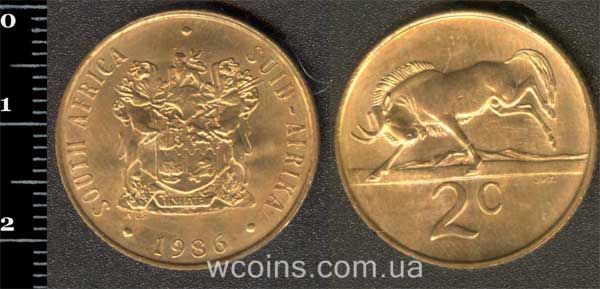 Coin South Africa 2 cents 1986