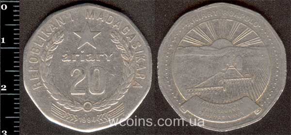Монета Мадагаскар 20 аріарі 1994