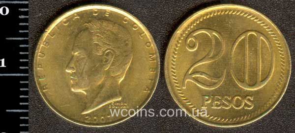 Монета Колумбія 20 песо 2007